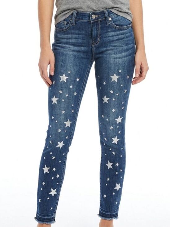 SOHO Denim - NWT Soho Jeans New York & Co Runway Leggings Star Print Skinny Blue Denim Size 0